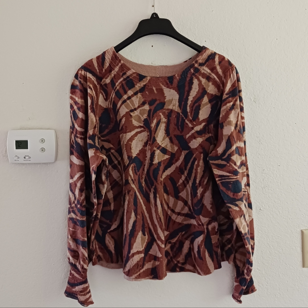 Democracy Abstract Long Sleeve Knit Top